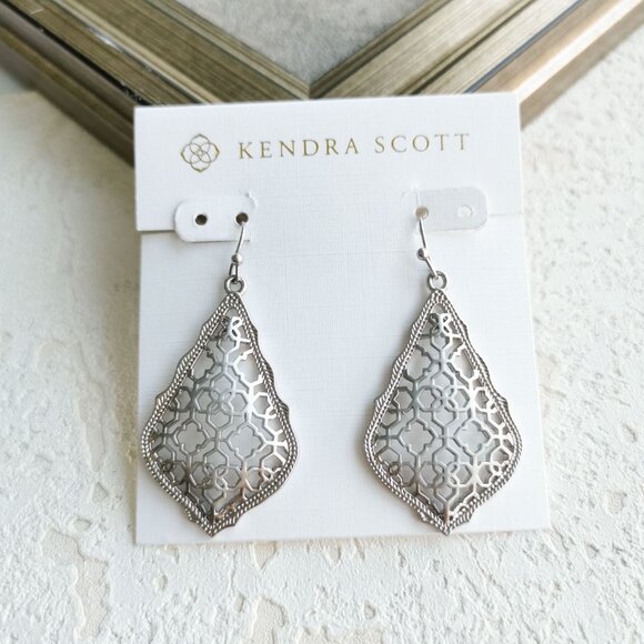 Kendra Scott Addie Filigree Mix Silver Earrings - Picture 2 of 3
